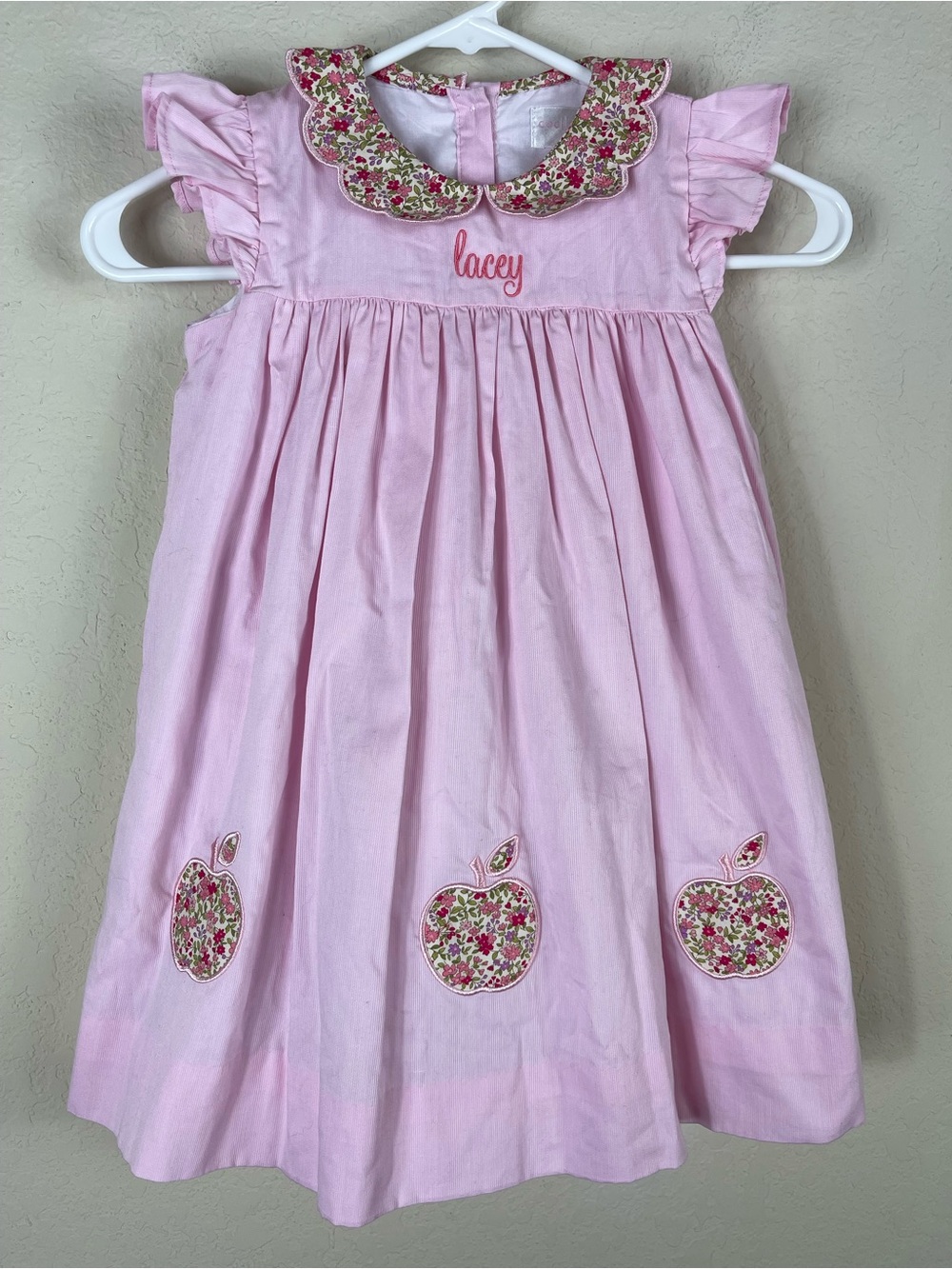 Cecil & Lou Pink Floral Applique Apple Dress Size 5Y “Lacey”